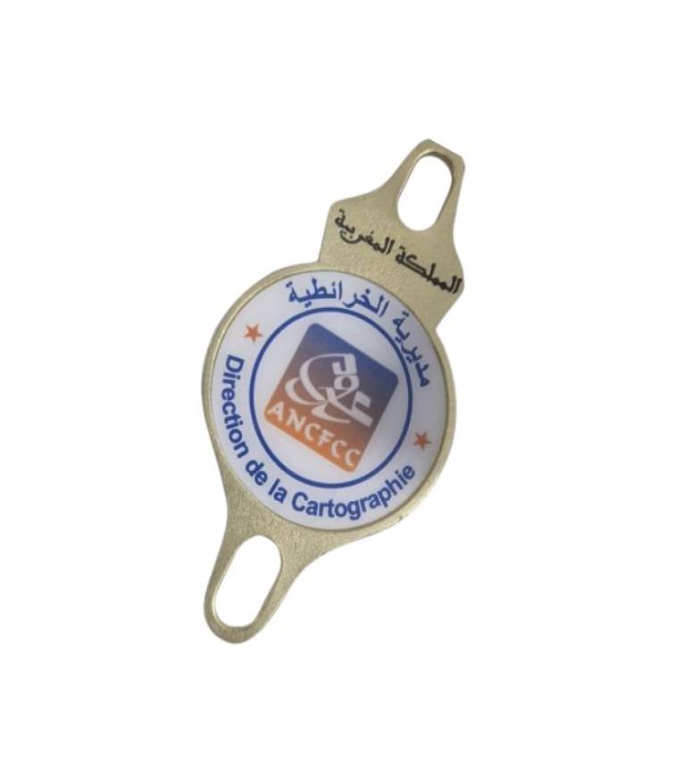 macaron badge de la Direction des Cartes de l'ANCFCC - Insigne officiel du Royaume du Maroc